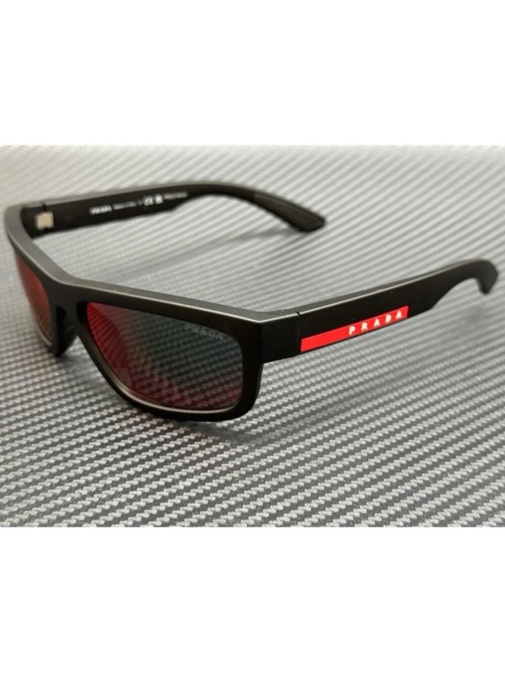 New Prada Linea Rossa Men Black Rubbered Sunglasses 59-17-140